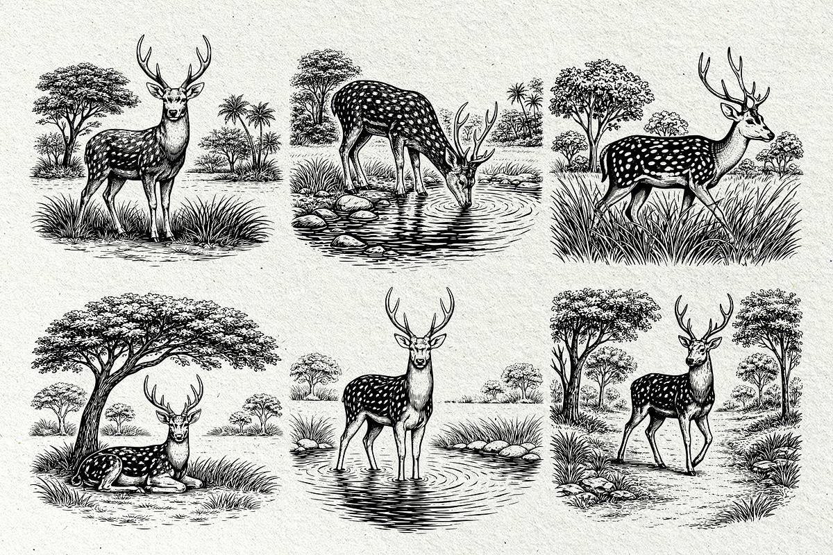 Axis Deer Wildlife Graphics, an Animal Illustration by DENIDigitalArtSudio (Photo 4 of 8)