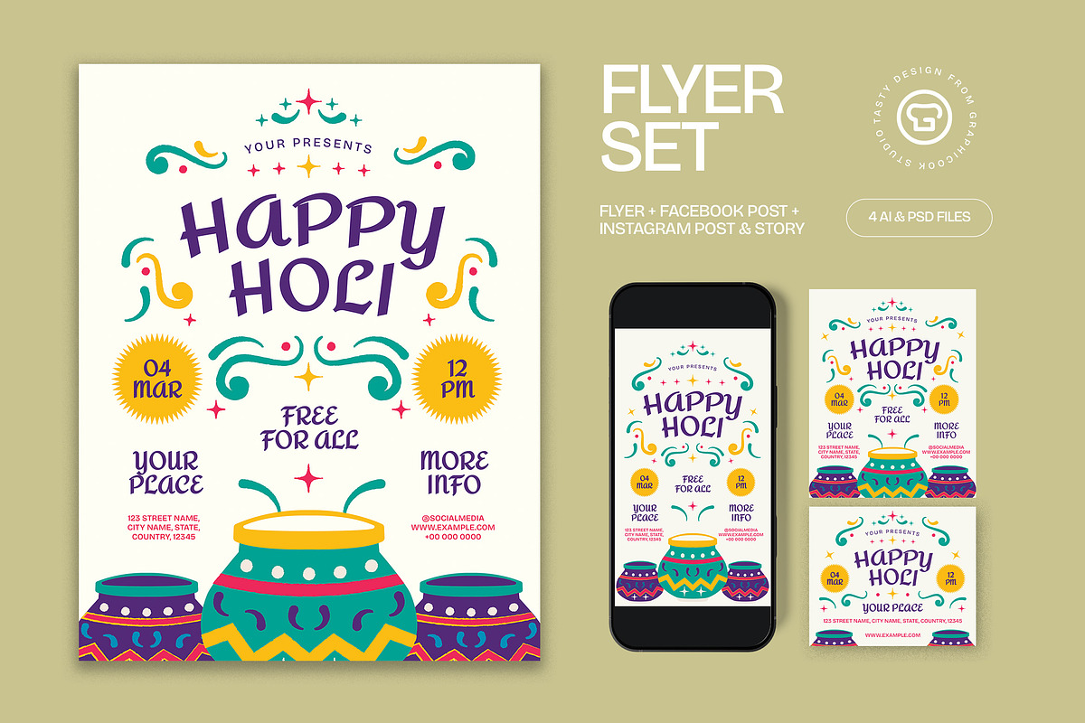 Happy Holi Flyer, a Flyer Template by graphicook (Photo 1 of 3)