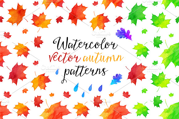 8 Vector Watercolor Autumn Patterns