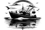 Black Fishing Boat Bundle, an Object Graphic by jahid234 (Thumbnail 9 of 13)