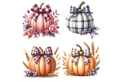Autumn Pumpkin and Bow Clipart, an Illustration by Libby Wishes (Thumbnail 3 of 11)