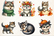Watercolor Fall Autumn Wolf Clipart, an Illustration by Rose Art (Thumbnail 3 of 8)