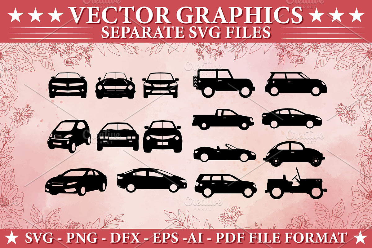 Cars silhouettes SVG, a Transportation Illustration by Smix Ryo