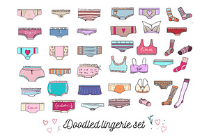 Doodled lingerie set