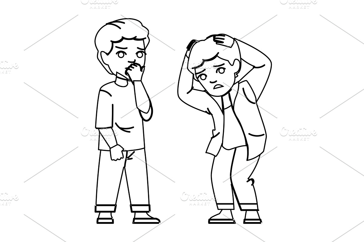 person worried kid boy vector, a Person Illustration by pikepicture