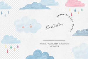 CLOUD BUNDLE / Watercolor Clipart