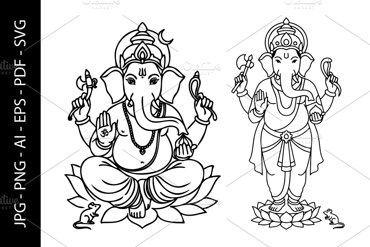 Lord Ganesha Line Art Bundle, an Object Graphic by nandinigraphics (Photo 3 of 7)