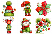 Whimsical Christmas Watercolor Clipa, an Illustration by Daily.Designs (Thumbnail 4 of 5)