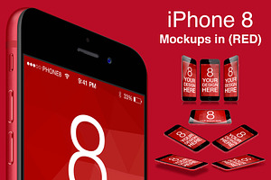 iPhone 8 Red Mockups