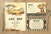 African wedding invitation set, an Invitation Template by Aarley Kaiven (Thumbnail 1 of 4)