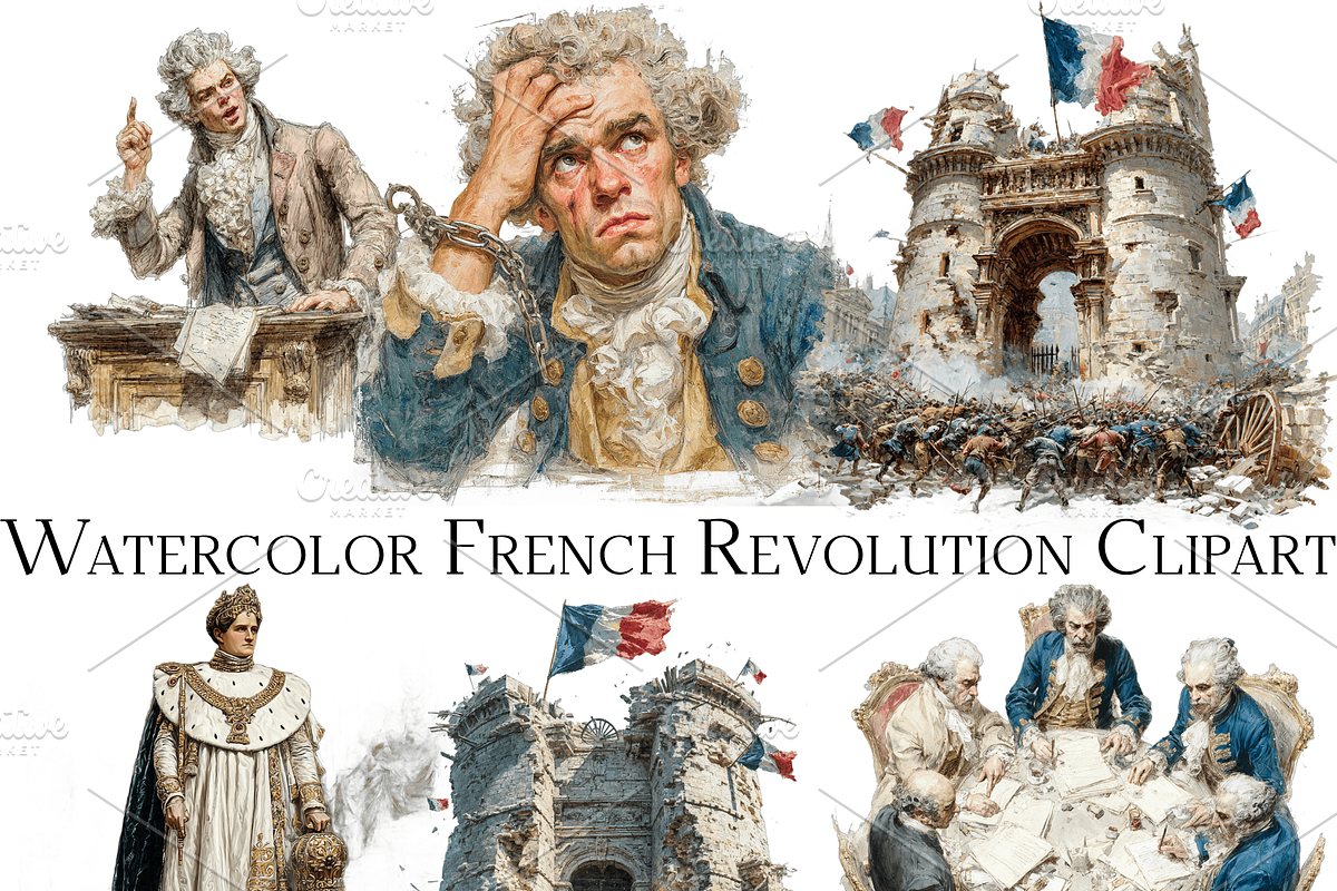 Watercolor French Revolution Clipart, an Object Graphic by ArtisticTimberStudio (Photo 2 of 2)