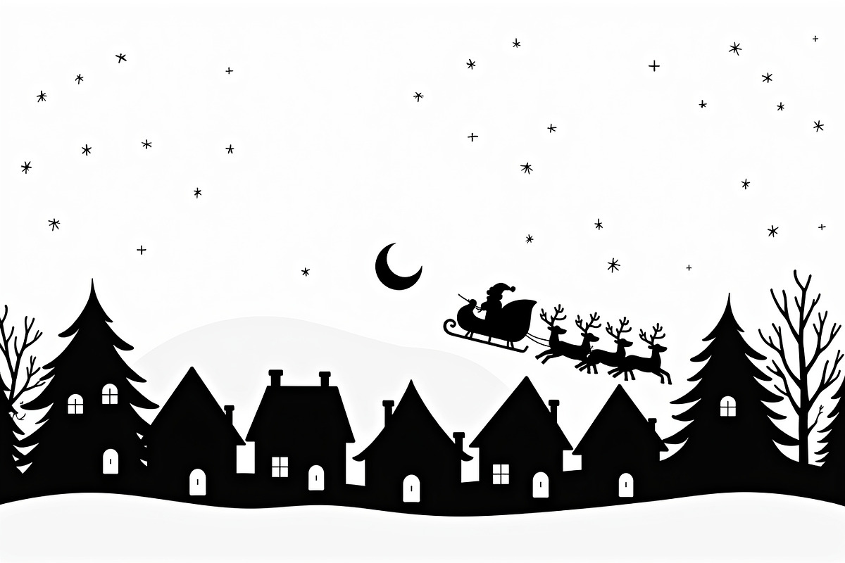 Xmas Reindeer Scene Silhouettes, an Illustration by musafir_fashion (Photo 5 of 21)