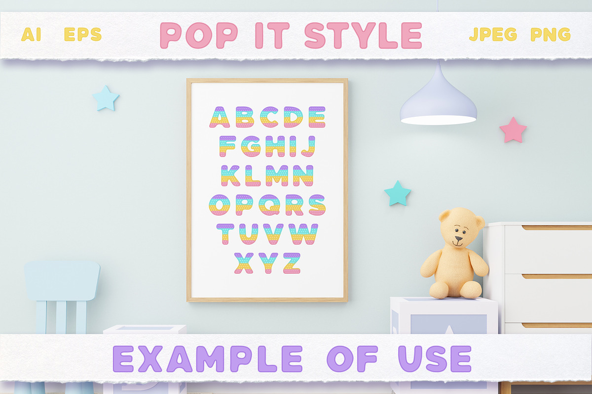 Pop it pastel alphabet & numbers, an Education Illustration by VectoriyA (Photo 4 of 6)