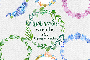 Watercolor Wreaths Set