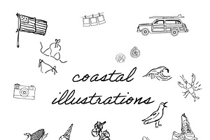 Coastal Line Art Illustrations, a Seasonal Illustration by Studio E Bloom