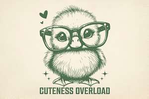 Cute Chick Glasses Vintage Style, an Illustration by Pixels.Craft