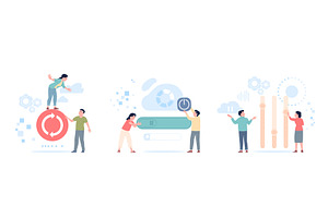 Updating buttons concept. People, a Technology Illustration by LadadikArt