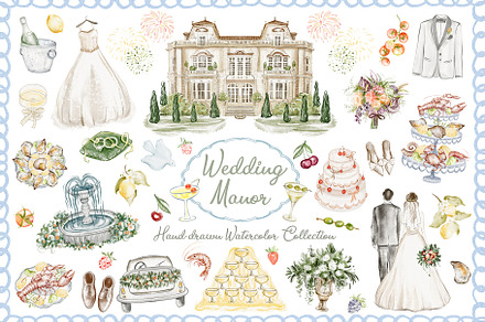 Italian Watercolor Wedding Set, an Object Illustration by LENART