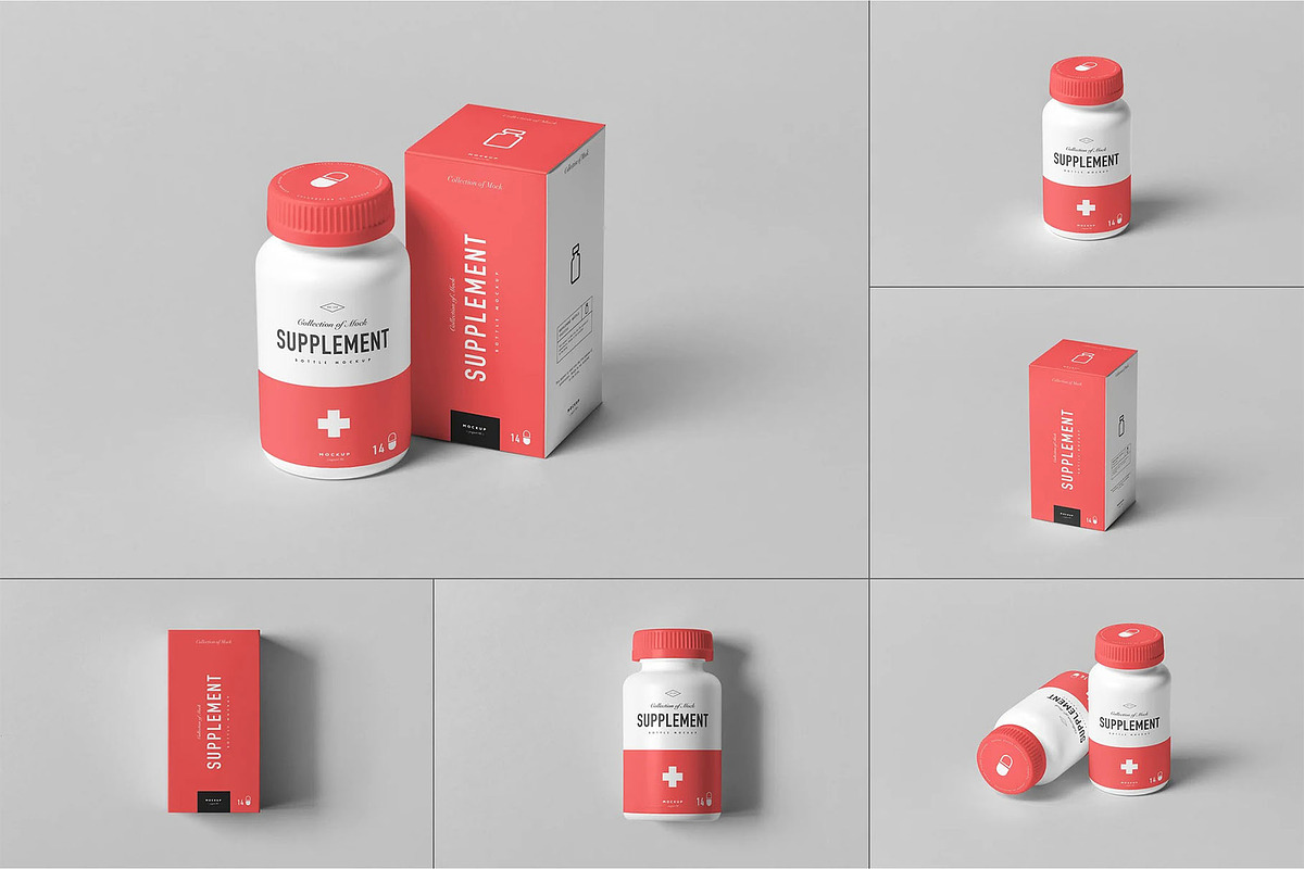 Supplement Jar & Box Mock-up, a Product Mockup by zippypixelstudio (Photo 1 of 12)