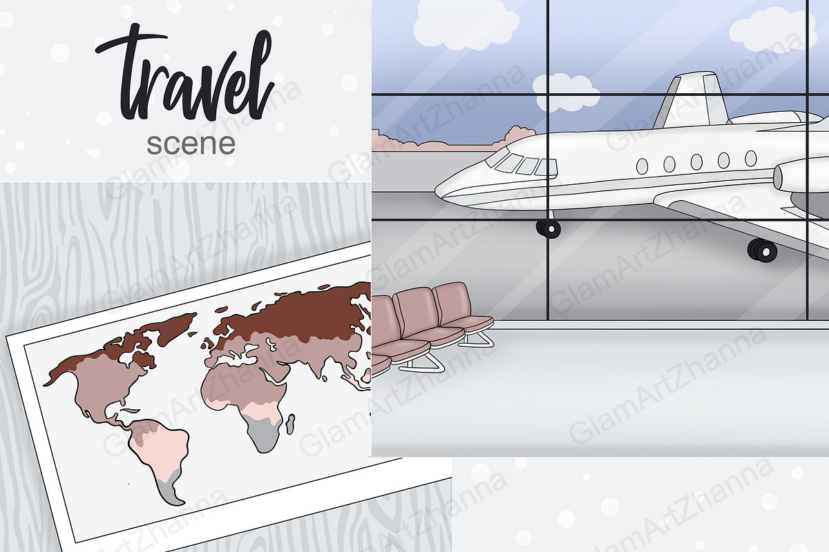 Travel Scene, a Transportation Illustration by GlamArtZhanna (Photo 3 of 3)