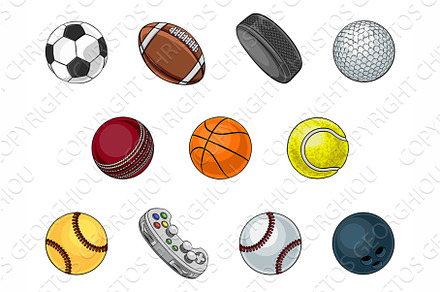 Ball Set of Sport Balls Sports Icons, a Sport Illustration by Christos Georghiou