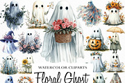 Halloween Floral Ghost Clipart, an Illustration by Craft Nest (Thumbnail 1 of 6)