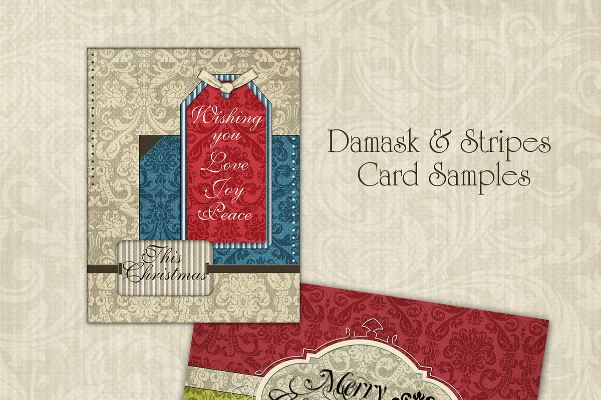 Damask and Stripes Digital Paper-14 preview 5