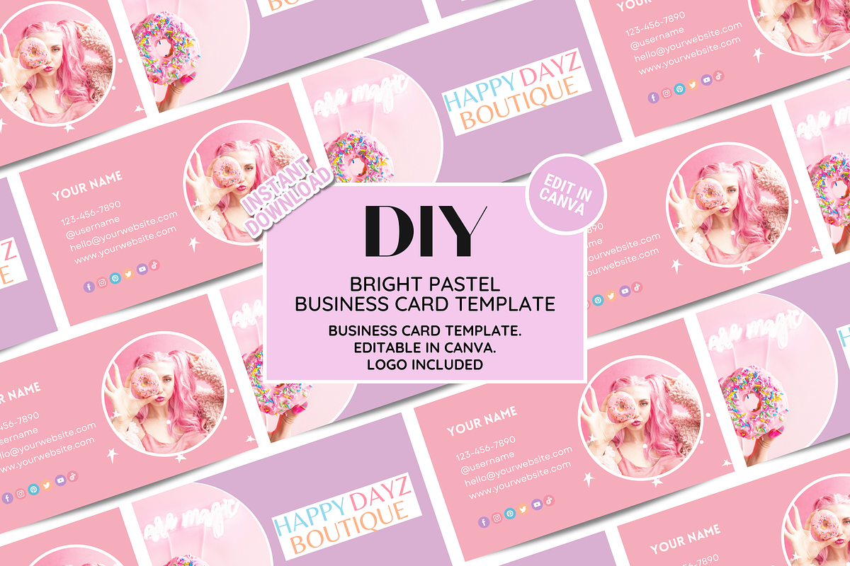 Pastel Business Card Template, a Business Card Template by SunshineStudioBoutique (Photo 2 of 10)