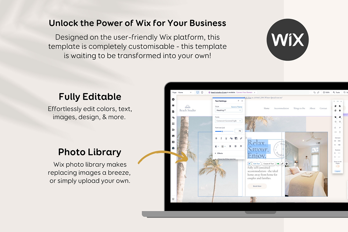 Wix Website Template Vacation Rental, a Wix Template by Studio Spark* (Photo 6 of 7)