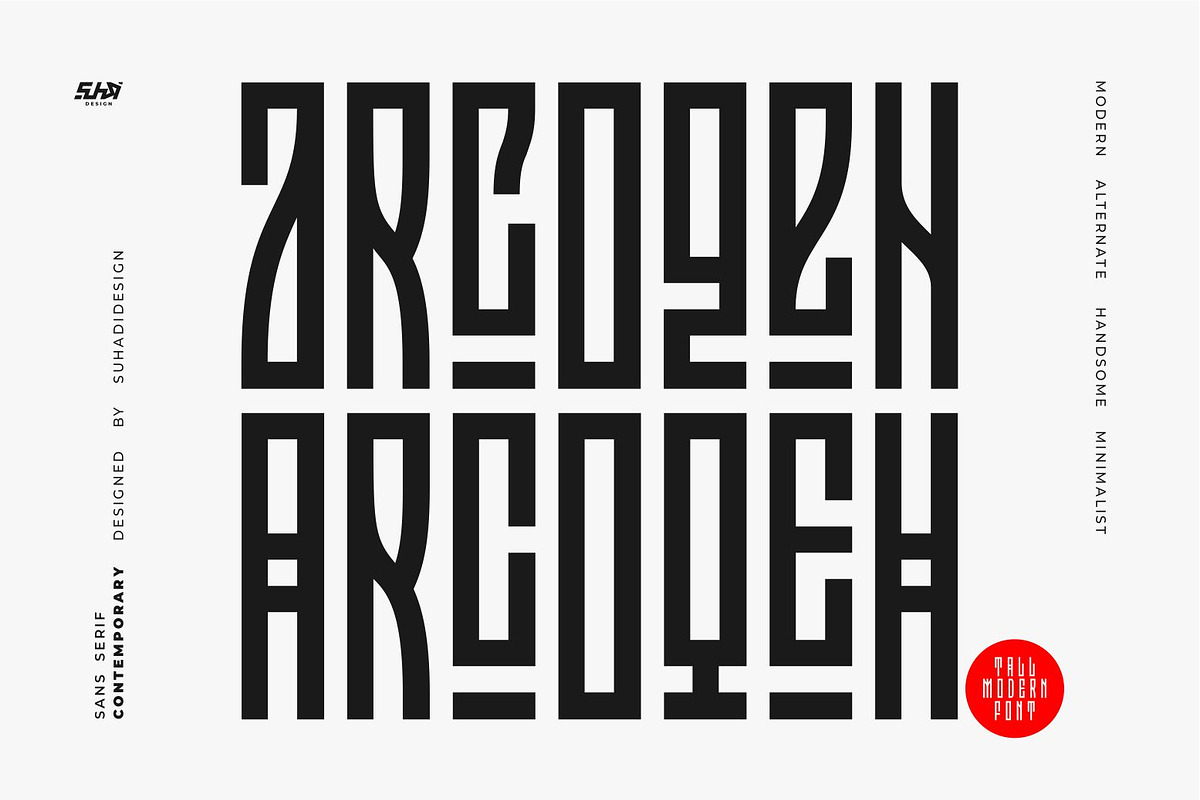 Arcoqeh - Tall Modern Font, a Sans Serif Font by suhadidesign (Photo 2 of 13)