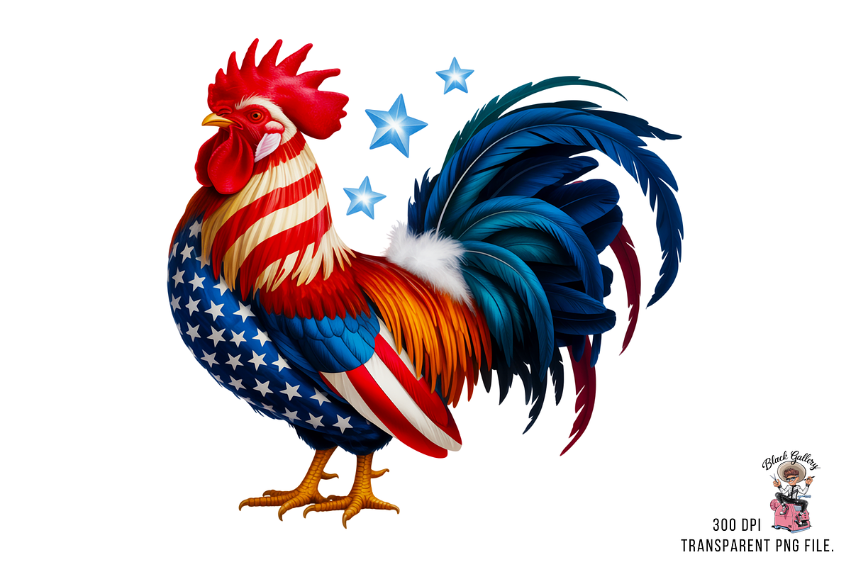 Patriotic Rooster Sublimation PNG, a Graphic by Clipart Bloom (Photo 4 of 13)