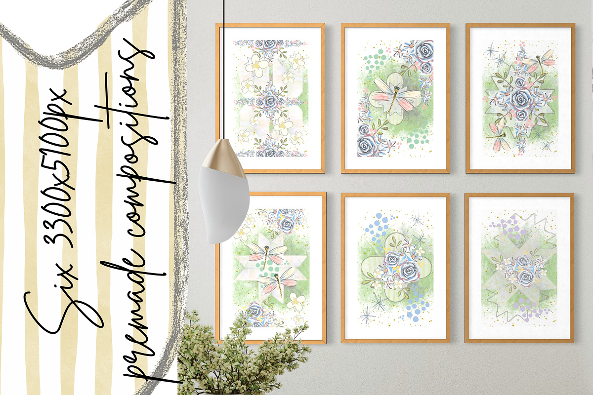 Floral dragonfly illust.(handpainted, an Object Illustration by Grandma's Lore (Photo 2 of 11)