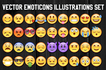 36 Vector Emoticons Illustration Set, a Person Illustration by Pingebat