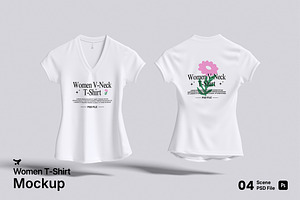 Women V-Neck T-Shirt Mockup, a Shirt Mockup by Rielismee