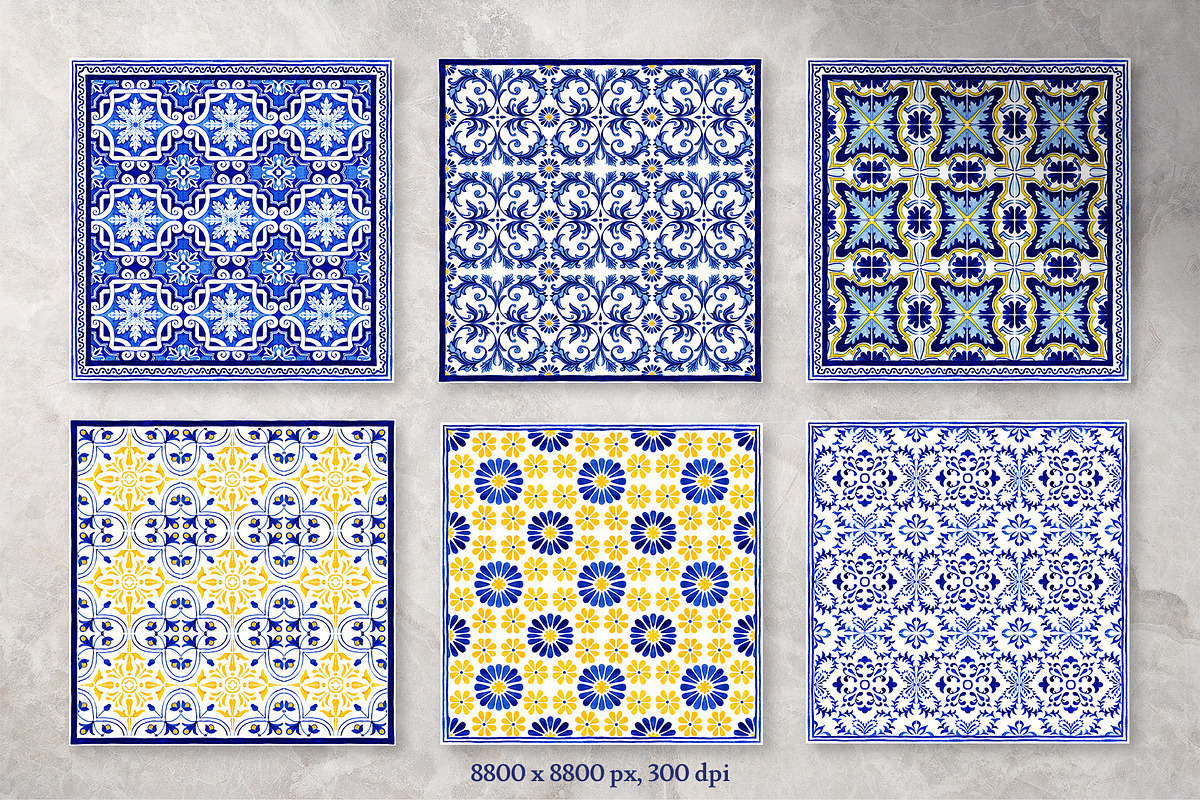 Portuguese Azulejos. Bandanas Set 1, a Decorative Illustration by ilonitta (Photo 6 of 9)