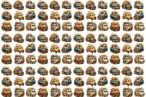 Wildflower Truck Clipart