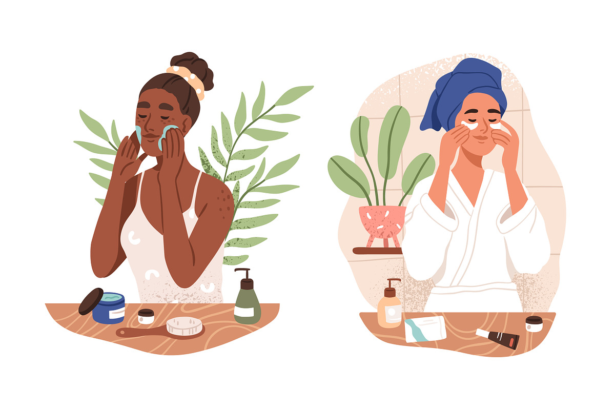 Women doing skin care routine set, a Person Illustration by Good Studio (Photo 6 of 8)