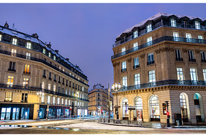 Snowy street intersection and, an Architecture Photo by Leonid Andronov