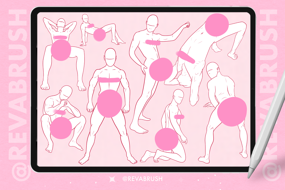 Procreate Male Mature Pose brushes, a Brush Add-On by Revabrush (Photo 5 of 6)