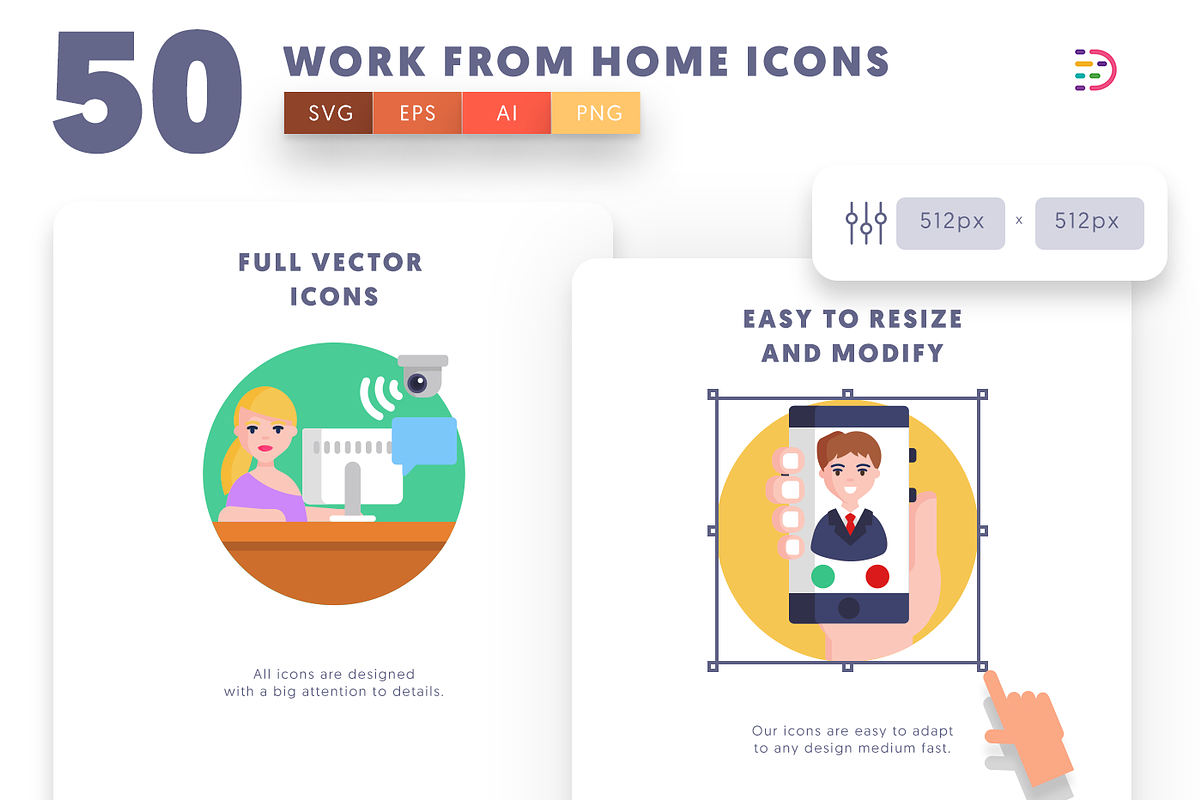 50 Work From Home Icons, an Outline Icon by Dighital (Photo 7 of 10)