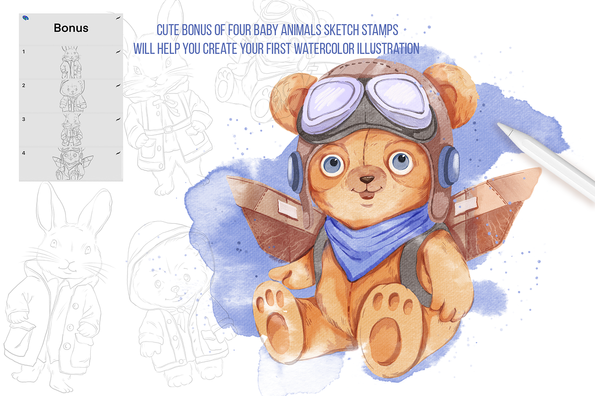WATERCOLOR STUDIO FOR PROCREATE, a Brush Add-On by AlexandraArt (Photo 11 of 11)