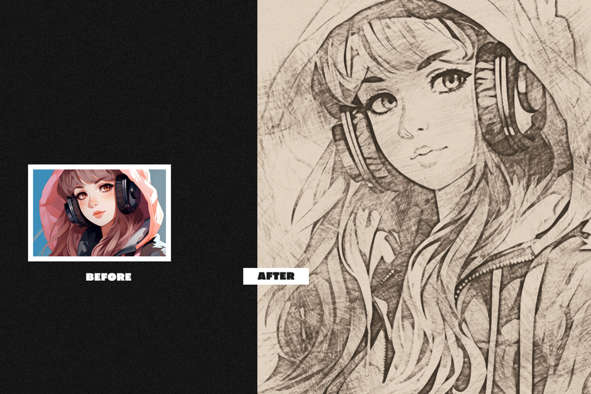 Pencil Sketch Square And Poster Phot, a Layer Style Add-On by dokudokunomi