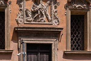 Architectural decor of the building in historical part of Rome,