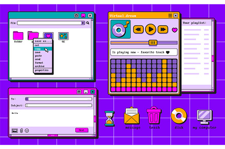 Retro software windows and icons set, a Technology Illustration by art PVP - market