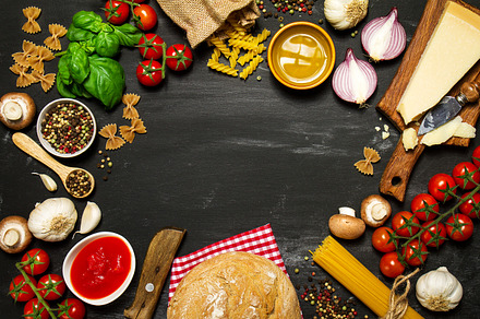 Italian healthy food concept above containing food, italian, and ingredient, a Food & Drink Photo by Valeria Art