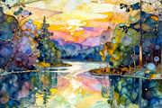 Liquid Ink Landscape, a Decorative Illustration by Sharon Schwalbe (Thumbnail 2 of 6)