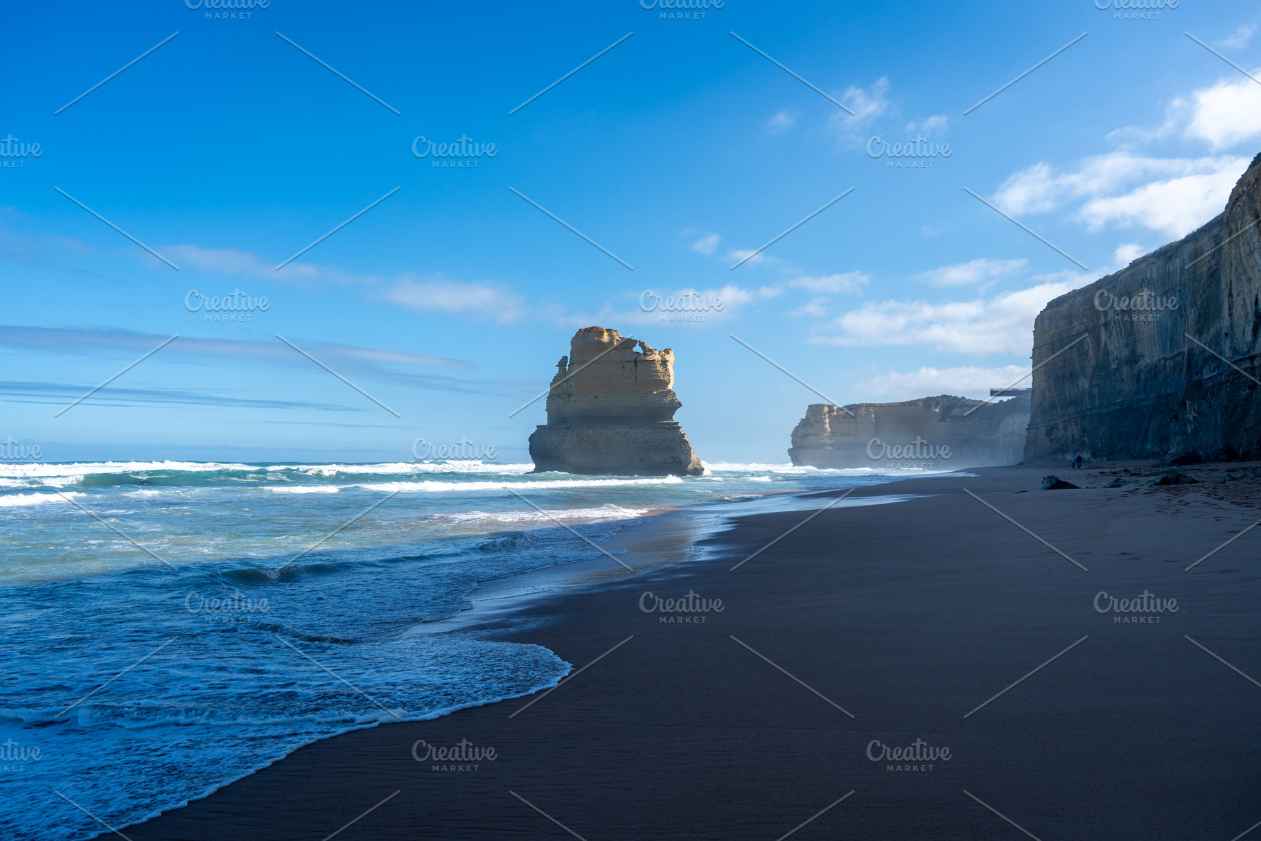 Clifton Beach and Twelve Apostles along the Great Ocean Road, Au, a Nature Photo by GoodGoods