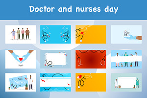 Doctor and nurses day vector bundle, a Healthcare Illustration by foxndeer