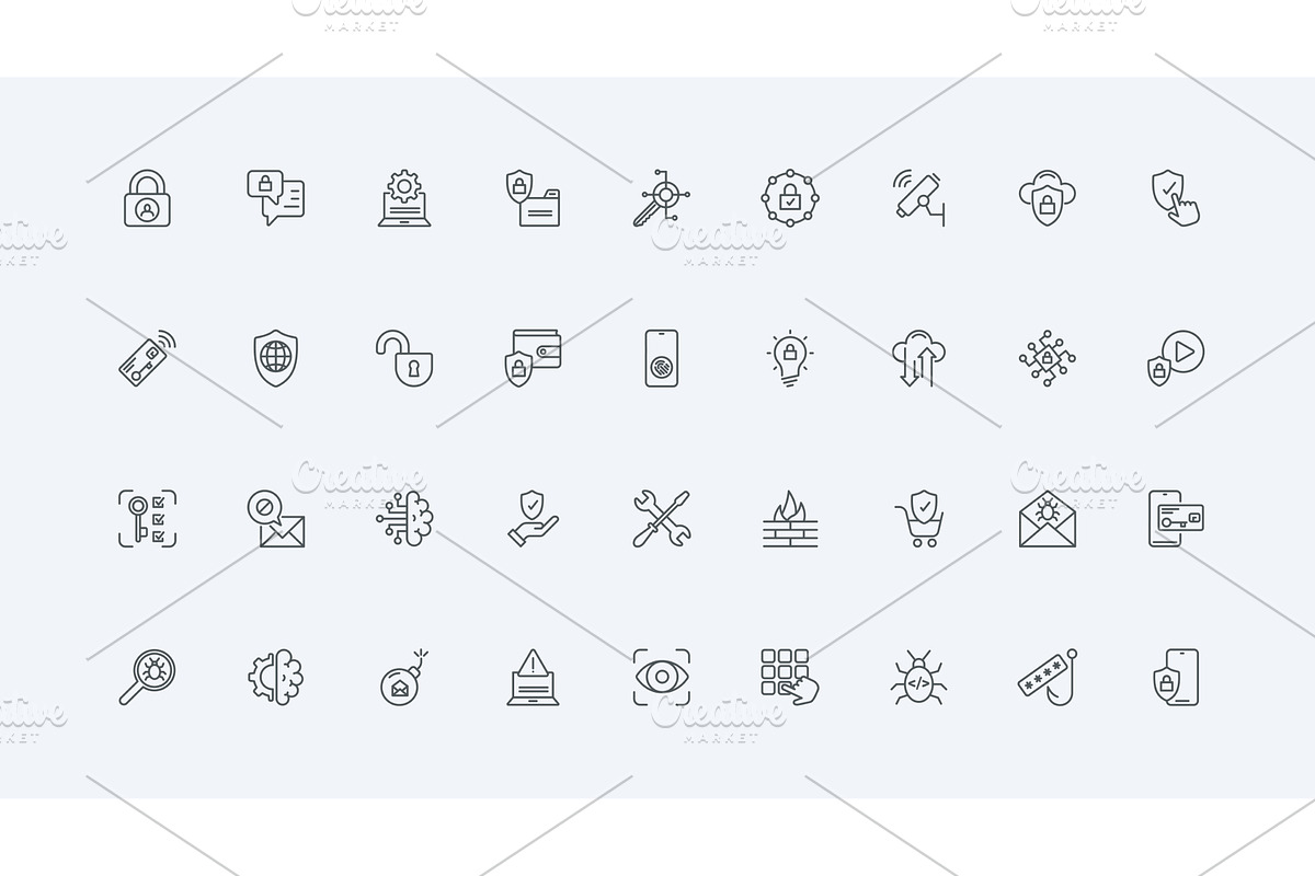 Cybersecurity encryption cctv icons, a Technology Illustration by Lemberg Vector