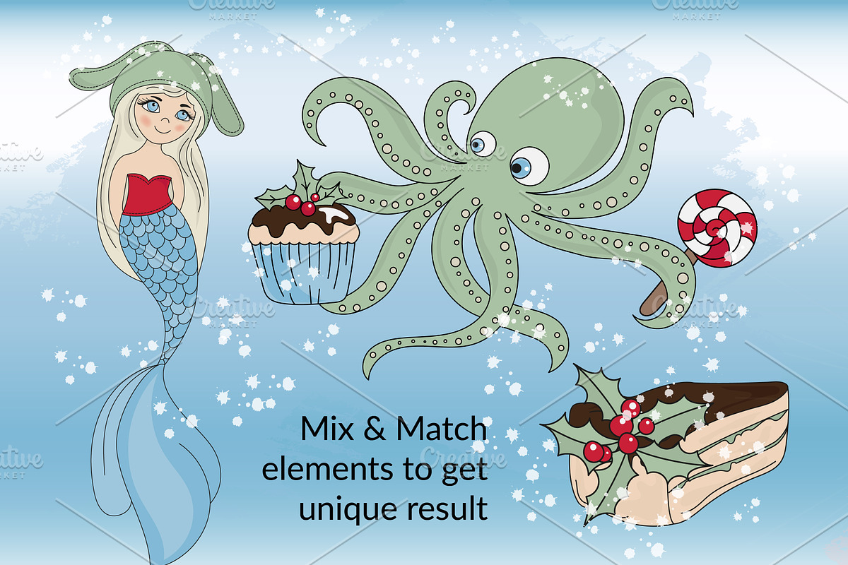 CHRISTMAS MERMAID, a Decorative Illustration by FARAWAYKINGDOM (Photo 8 of 14)